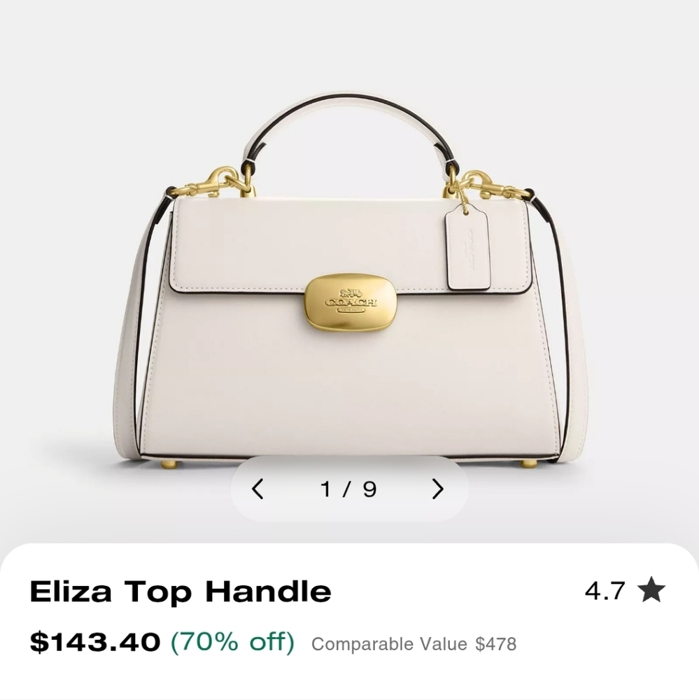 Coach Eliza Top Handle White Bag